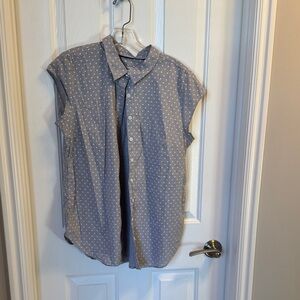 Susina Gray and White Polka Dot Casual Shirt